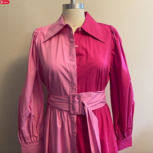 CHRISTOPHER JOHN ROGERS || TWO TONE SHIRT DRESS - Picture 2 of 4